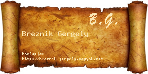 Breznik Gergely névjegykártya